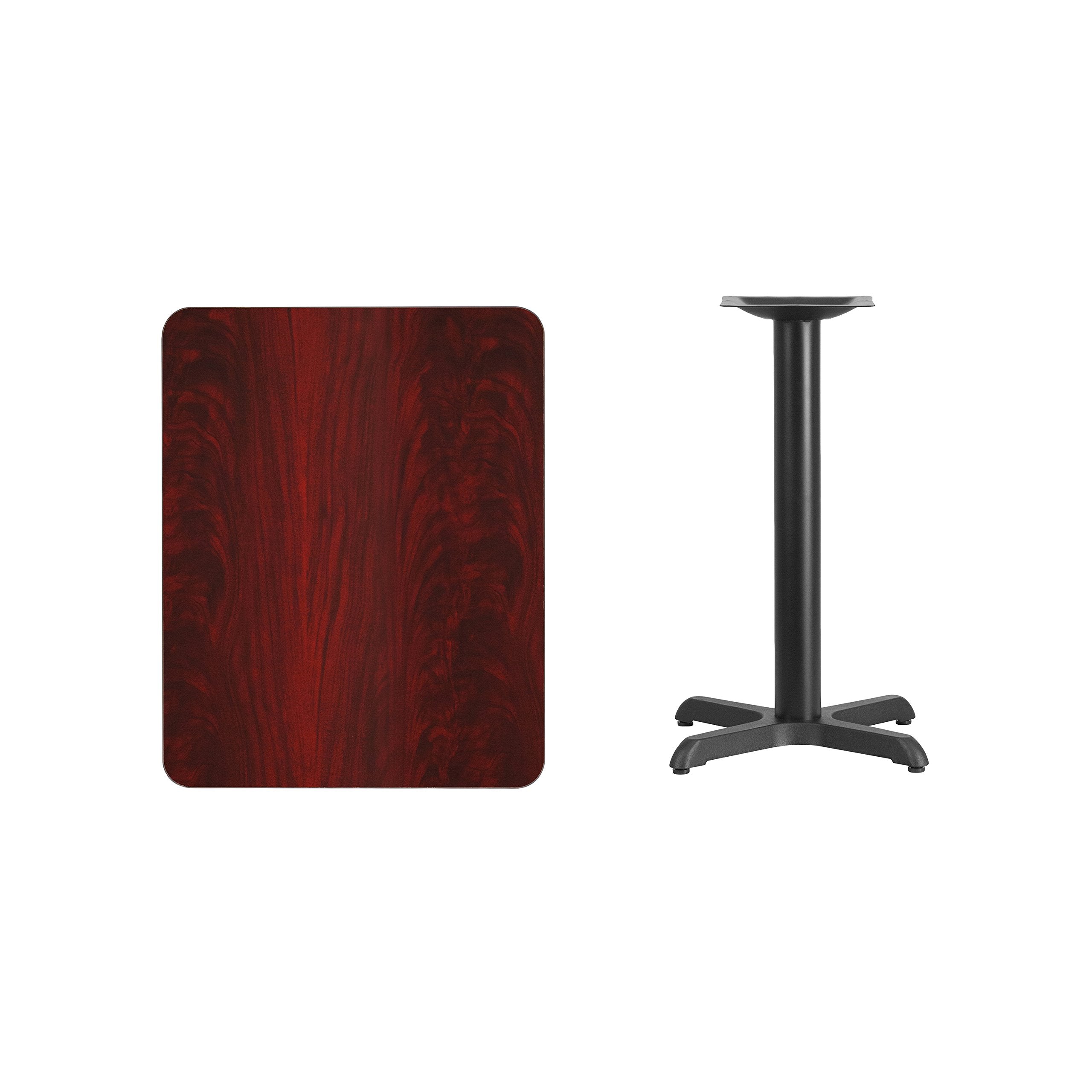 Flash Furniture Graniss 24'' x 30'' Rectangular Mahogany Laminate Table Top with 22'' x 22'' Table Height Base