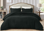 Chezmoi Collection Nora Black Comforter Set Oversized Queen Size 3-Piece Fluffy Soft Lightweight Bedding Ruffled Edge Trim Stone