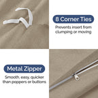 Duvet Cover Full Size Set - Extra Soft Full Size Duvet Cover 80 X 90 With 2 Pillow Shams - Hotel Luxury Easy Care & Fade Free W/ Zipper Closures & Ties - Comfy Breathable Bedding Set (Heathered Beige)