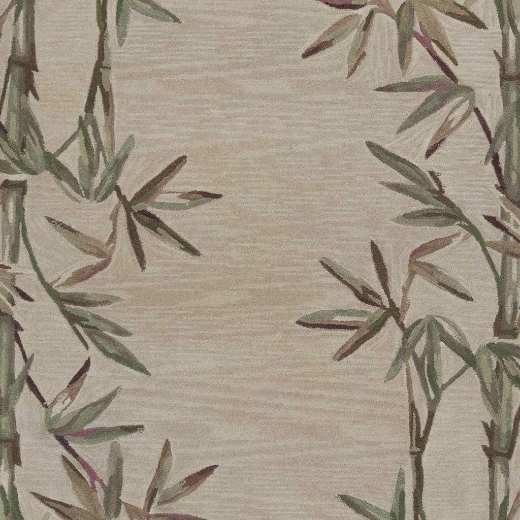 HomeRoots Wool 5'x8' Ivory Hand Tufted Bordered Bamboo Indoor Area Rug