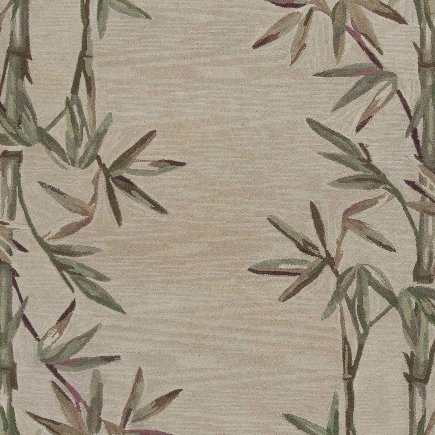 HomeRoots Wool 5'x8' Ivory Hand Tufted Bordered Bamboo Indoor Area Rug