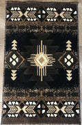 YHSF South West Native American Area Rug C318 (Black, 2 Feet x 3 Feet 4 Inches)