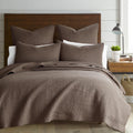Levtex Home - Cross Stitch Cocoa Quilt Set - 100% Cotton - Full/Queen Quilt (88X92In.) + 2 Standard Shams (26X20In.) - Reversibl