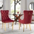 Vicbarley Velvet Dining Chair Set Of 2 Upholstered Tufted Dining Room Chair With Nailhead Trim And Stainless Steel Golden Plated