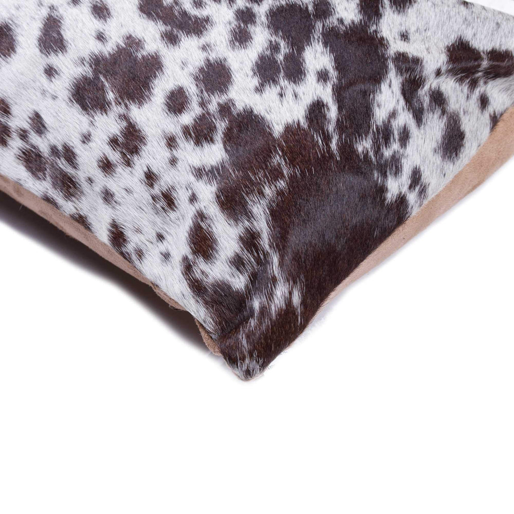 HomeRoots Chocolate & White Cowhide, Microsuede, Polyfill 18' X 18' X 5' Salt and Pepper Chocolate and White Cowhide Pillow
