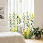 Ambesonne Nature Window Curtains, Dream Garden Scene Leafy Huddle With Blush Tone Flower Details Print Boho, Lightweight Decor 2