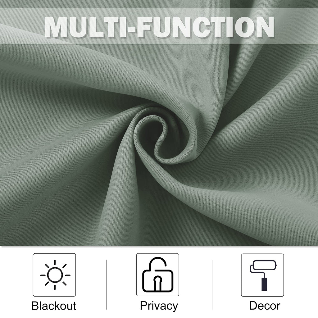 Nicetown Children Nursery Short Curtain Panels 30 Inch Long, Room Darkening Window Covering For Bedroom Energy Saving Thermal Insulated Grommet Top, W34 By L30 Inch, Sage Green, 2 Pieces