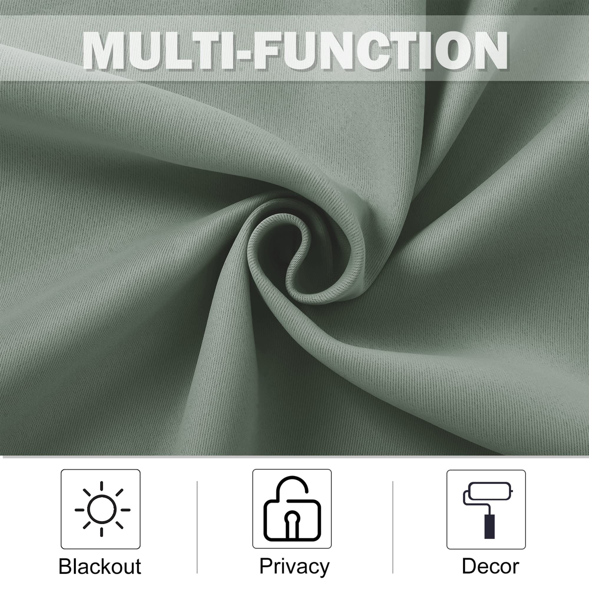 Nicetown Children Nursery Short Curtain Panels 30 Inch Long, Room Darkening Window Covering For Bedroom Energy Saving Thermal Insulated Grommet Top, W34 By L30 Inch, Sage Green, 2 Pieces
