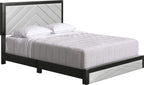 Boyd Sleep Arden Upholstered Platform Bed with Headboard, Mattress Foundation with Strong 14 Wood Slat Supports, No Box Spring Required, Black and Gray Faux Leather, Size King