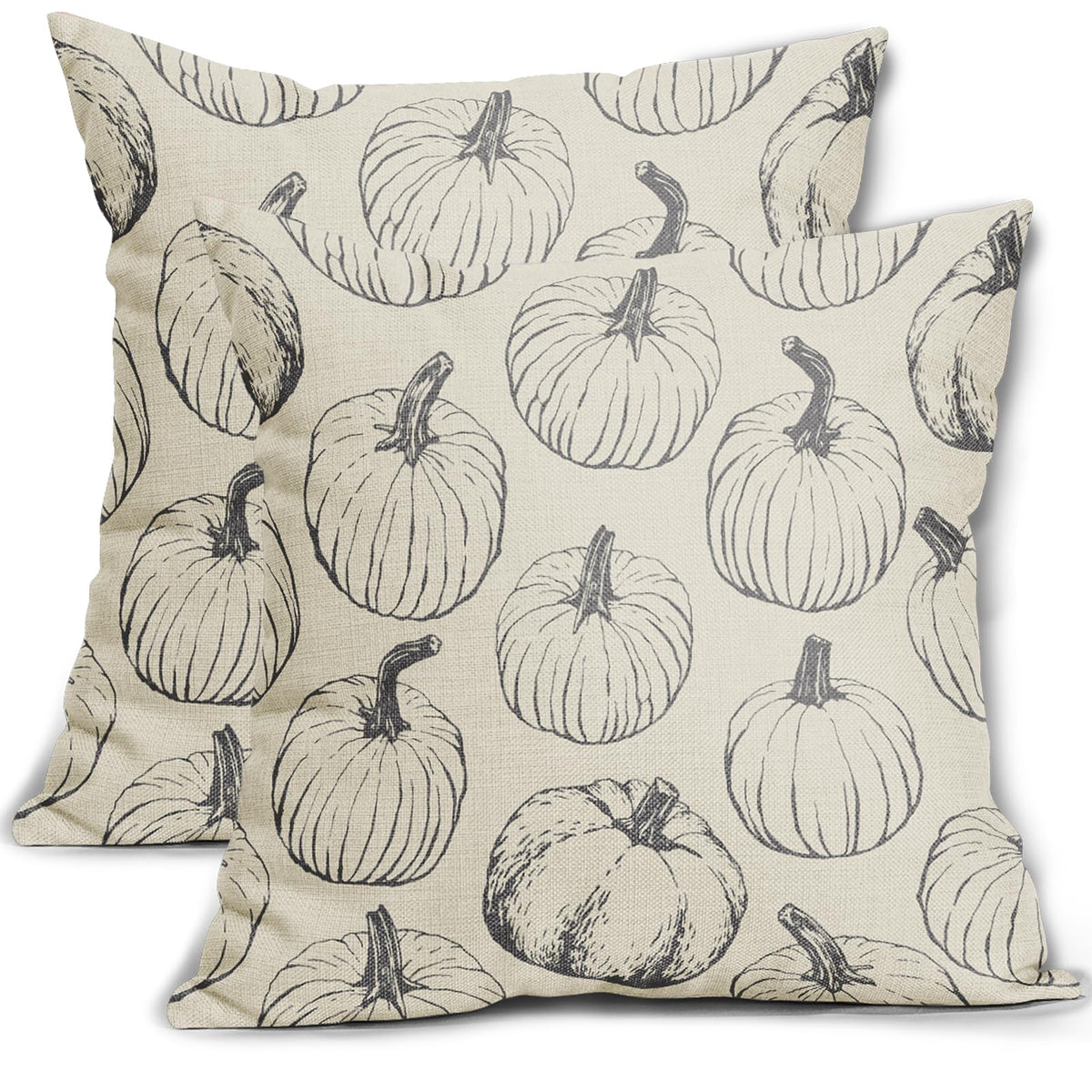 Grey Gray Pumpkin Fall Pillow Covers 18X18 Set Of 2 Autumn Themed Thanksgiving Harvest Print Decorative Throw Pillows Outdoor Fa