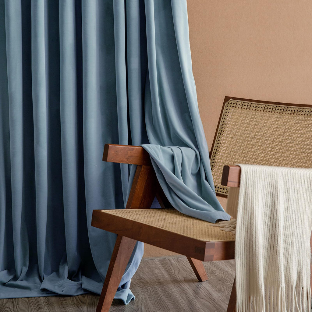 Lazzzy Blue Velvet Curtains 108 Inches Long Room Darkening Drapes For Bedroom Living Window Treatments Rod Pocket 2 Panels, Dark Slate, W62 X L108