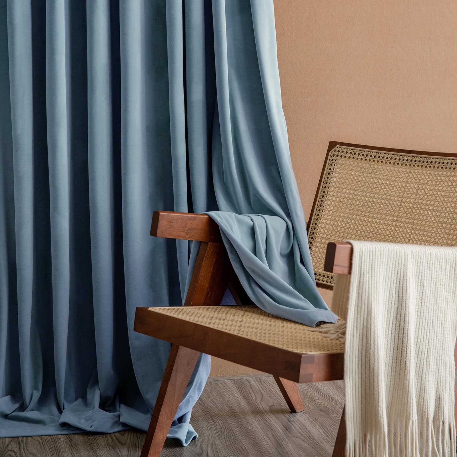 Lazzzy Blue Velvet Curtains 108 Inches Long Room Darkening Drapes For Bedroom Living Window Treatments Rod Pocket 2 Panels, Dark Slate, W62 X L108