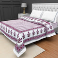 SVT Traditional Famous Rajasthani Print Jaipuri Beautiful Floral Print in White & Pink Jaipuri Rajai/Razai/Quilt Single/Single B
