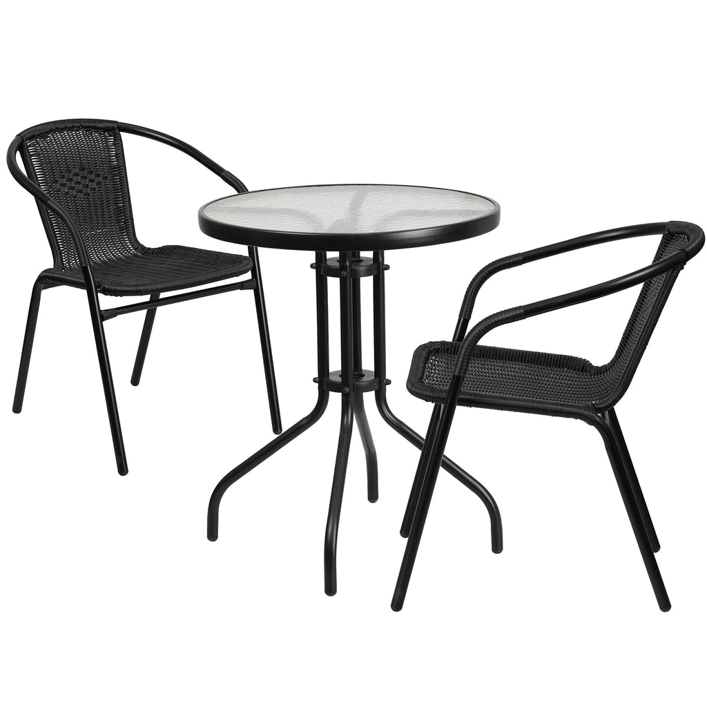Flash Furniture TLH-071RD-037BK2-GG 23.75RD Black Patio Table Set, 23.75"
