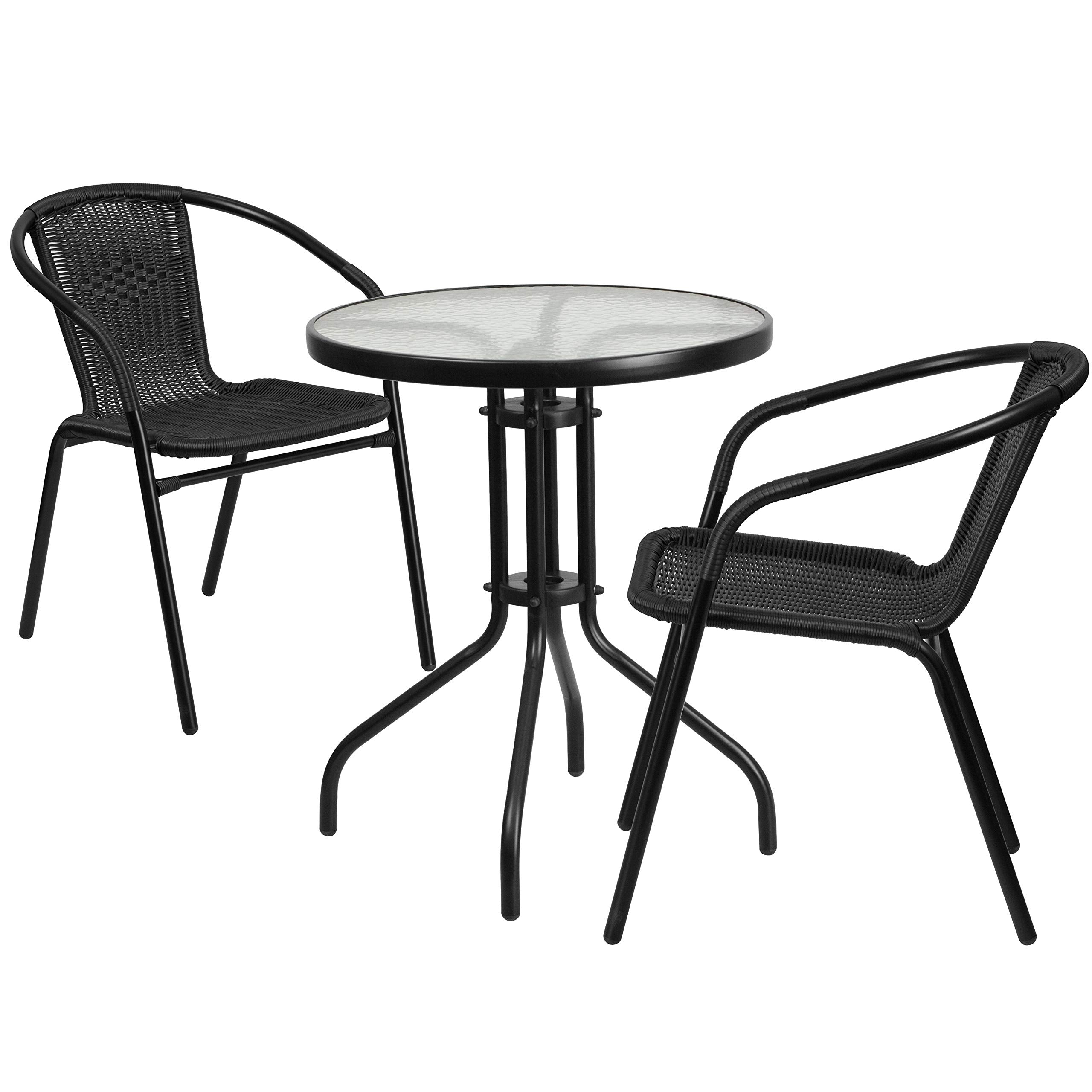 Flash Furniture TLH-071RD-037BK2-GG 23.75RD Black Patio Table Set, 23.75"