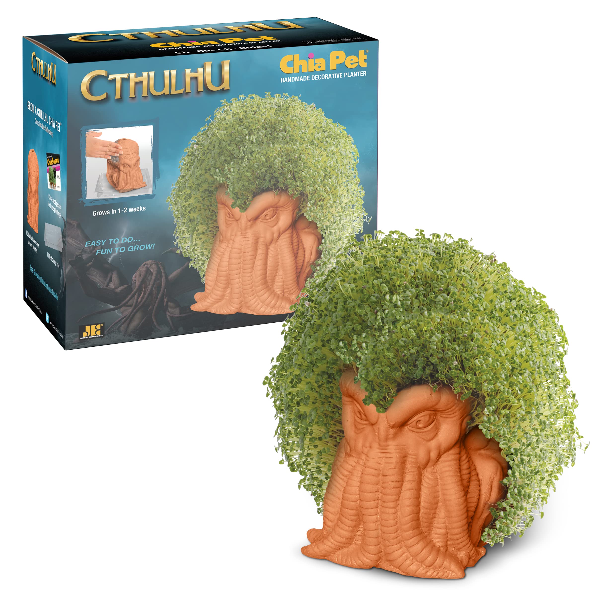 Chia Pet Cthulhu With Seed Pack, Decorative Pottery Planter, Easy To Do And Fun To Grow, Novelty Gift, Perfect For Any Occasion