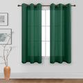 Koufall 36X54 Inches Long Bronze Grommet Linen Blend Sheer Curtains For Bedroom Dark Green
