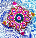 Traditional Jaipur Suzani Embroidered Pillow Cover, Indian Outdoor Cushions, Decorative Throw Pillow Case, Pom Pom Cushion Cover