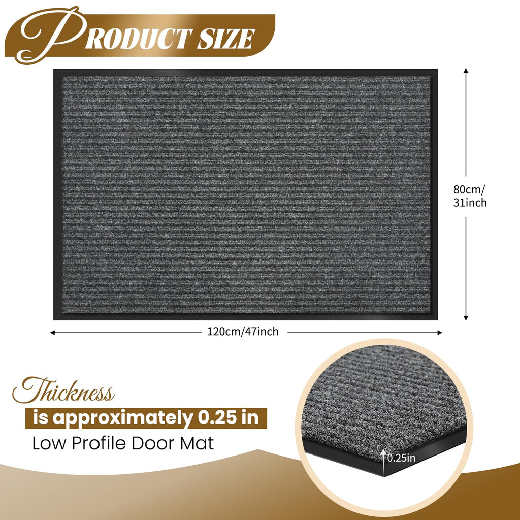 Door Mat Heavy Duty Outdoor Indoor Doormat Low Profile Front Door Mat Large 31X47 Inch Gray Entrance Welcome Mats Easy Clean Pat