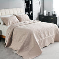 Cmfshape Floral Embroidery Quilt Set,3 Pieces King Quilt Bedding Set,Lightweight Soft Quilt Set For All Seasons,Reversible Bedsp