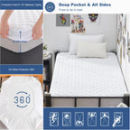 Grt Twin Xl Waterproof Mattress Pad, 100% Waterproof Quilted Fitted Mattress Protector, Noiseless Hollow Cotton Mattress Cover,