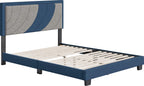 Boyd Sleep Sail Away Upholstered Platform Bed with Headboard and Durable Mattress Foundation with Strong 14 Wood Slat Supports, No BoxSpring Required: Full, Blue/Gray