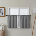 Lecloud Bessie Dark Grey Kitchen Curtains 24 Inch Length 2 Pcs, Faux Linen Textured Short Curtains for Small Windows, Light Filt