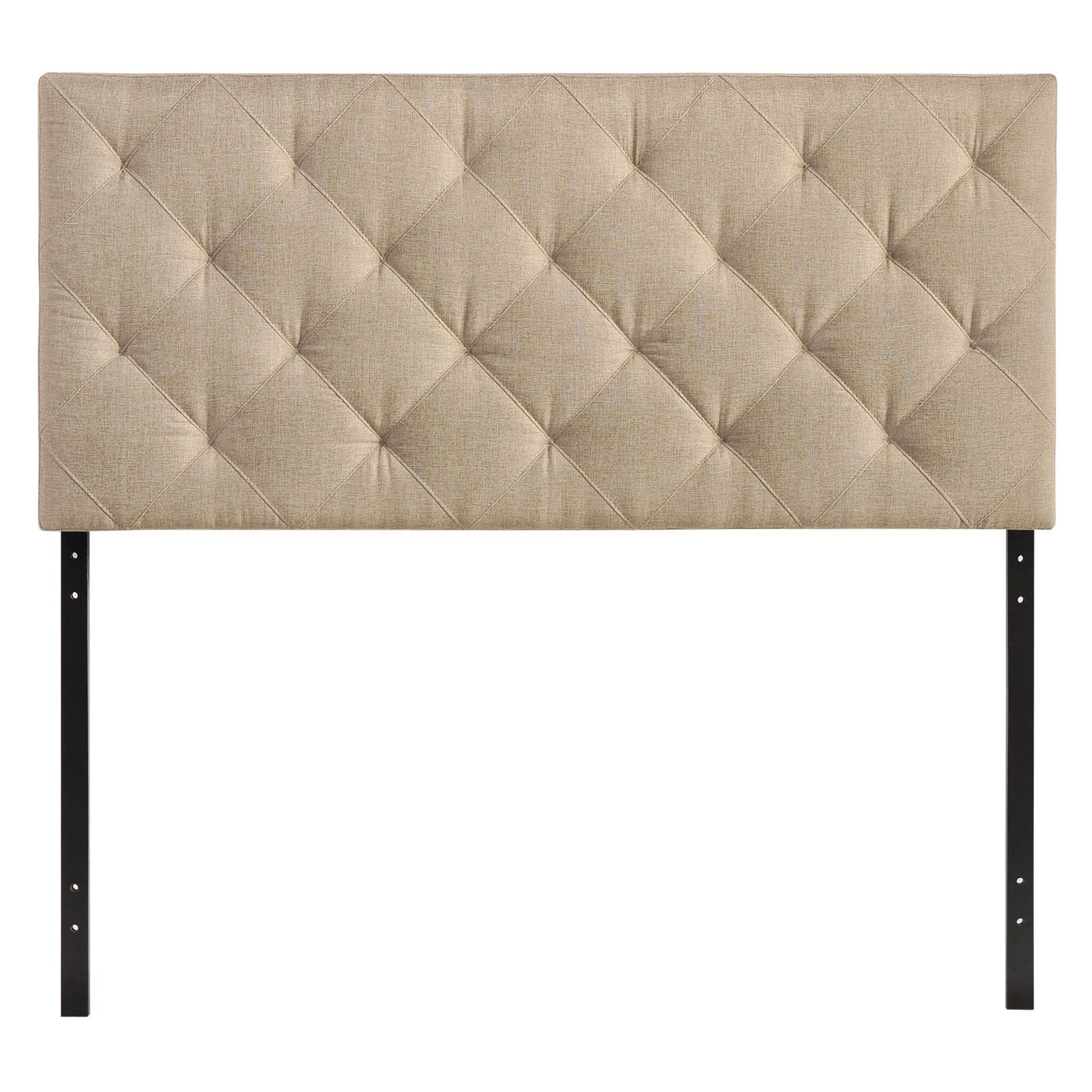 Modway Theodore Tufted Diamond Pattern Linen Fabric Upholstered Queen Headboard in Beige
