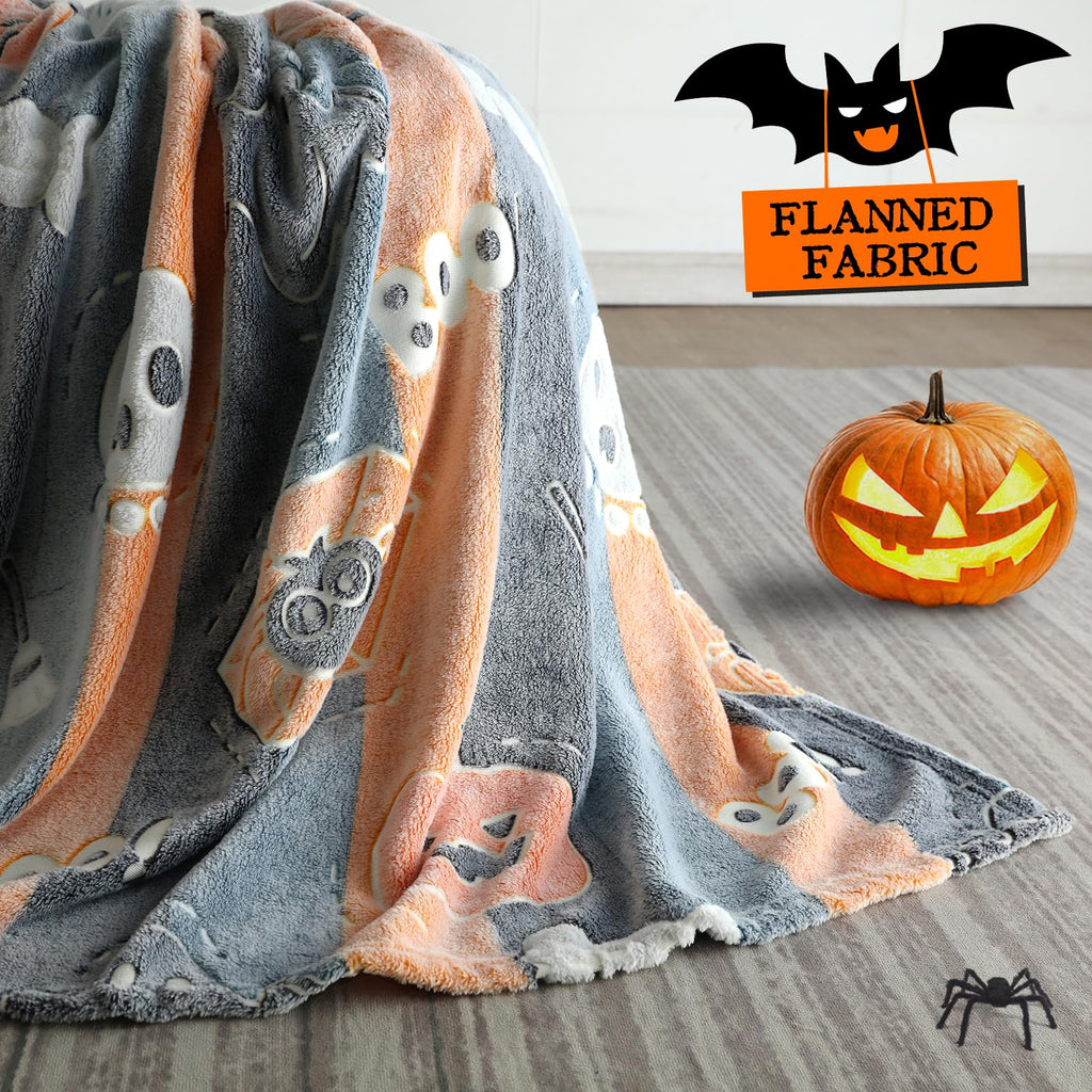 Lifeyj Glow In The Dark Halloween Blanket Gifts For Girls Boys, Soft Pumpkin Blanket 3 4 5 6 7 8 9 10 Year Old Girl Gifts, Girls