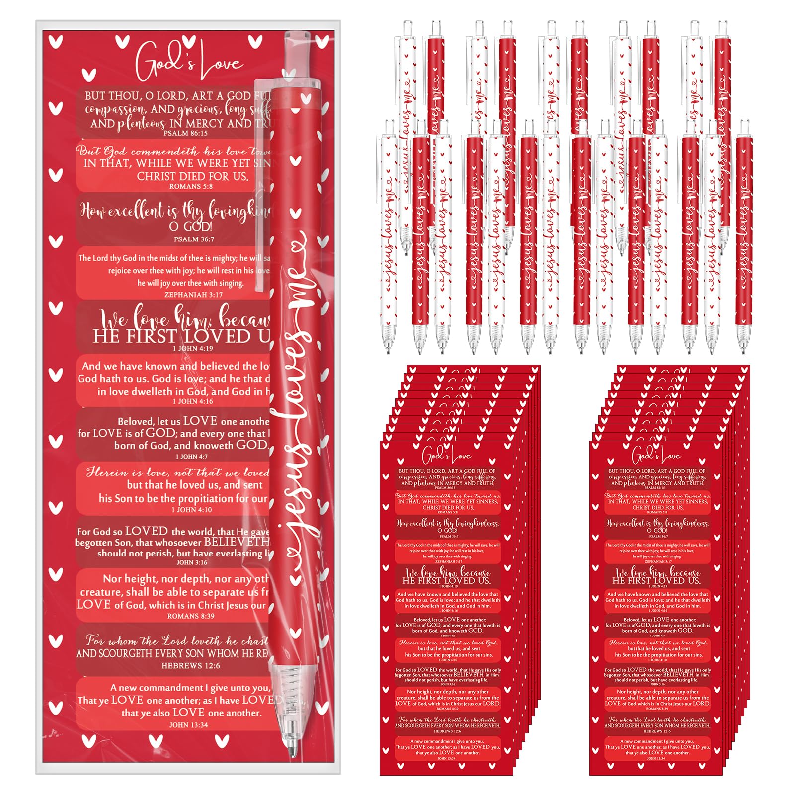 Sinload 100 Pcs Valentine'S Day Christian Gifts Bulk Religious Valentine'S Day Ballpoint Pens Jesus Loves Me Pens Inspiring Quot
