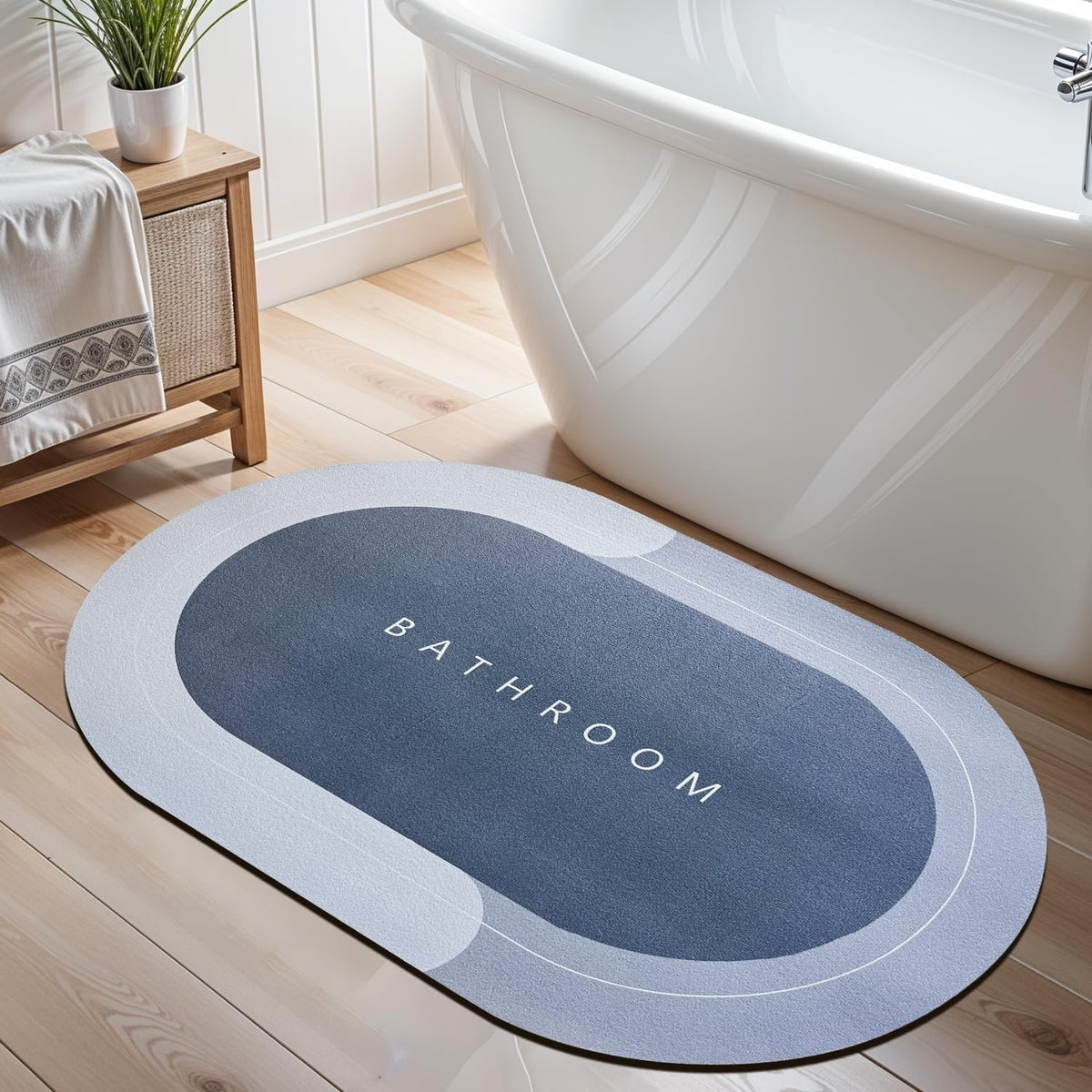 SAMARANSH ENTERPRISE (3.5mm AntiSkid Water Soaking Oval Bathroom Print Rubber Mat, Water Absorbent Mat (40X60Cm)(Multicolour) (