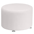 Flash Furniture Hercules Alon Series White Leathersoft 24" Diameter Round Ottoman With Brushed Stainless Steel Base