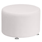 Flash Furniture Hercules Alon Series White Leathersoft 24" Diameter Round Ottoman With Brushed Stainless Steel Base