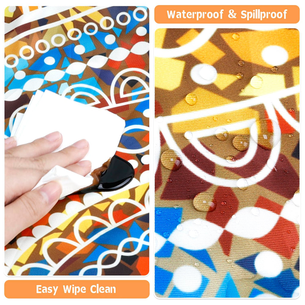 Outdoor Tablecloth With Umbrella Hole Waterproof Round Fitted Tablecloth With Elastic Zippered Wipeable Table Cloth Round Cover