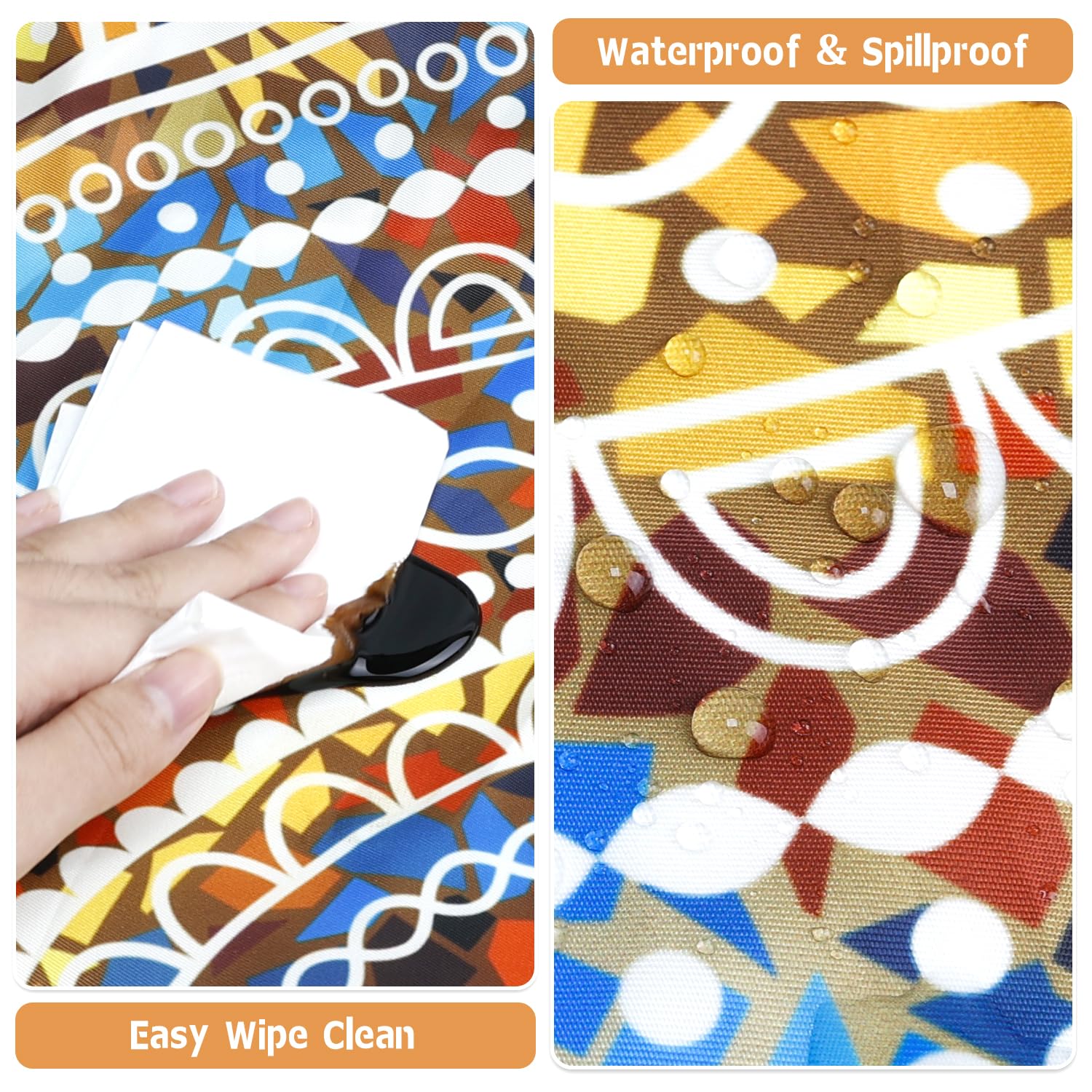 Outdoor Tablecloth With Umbrella Hole Waterproof Round Fitted Tablecloth With Elastic Zippered Wipeable Table Cloth Round Cover