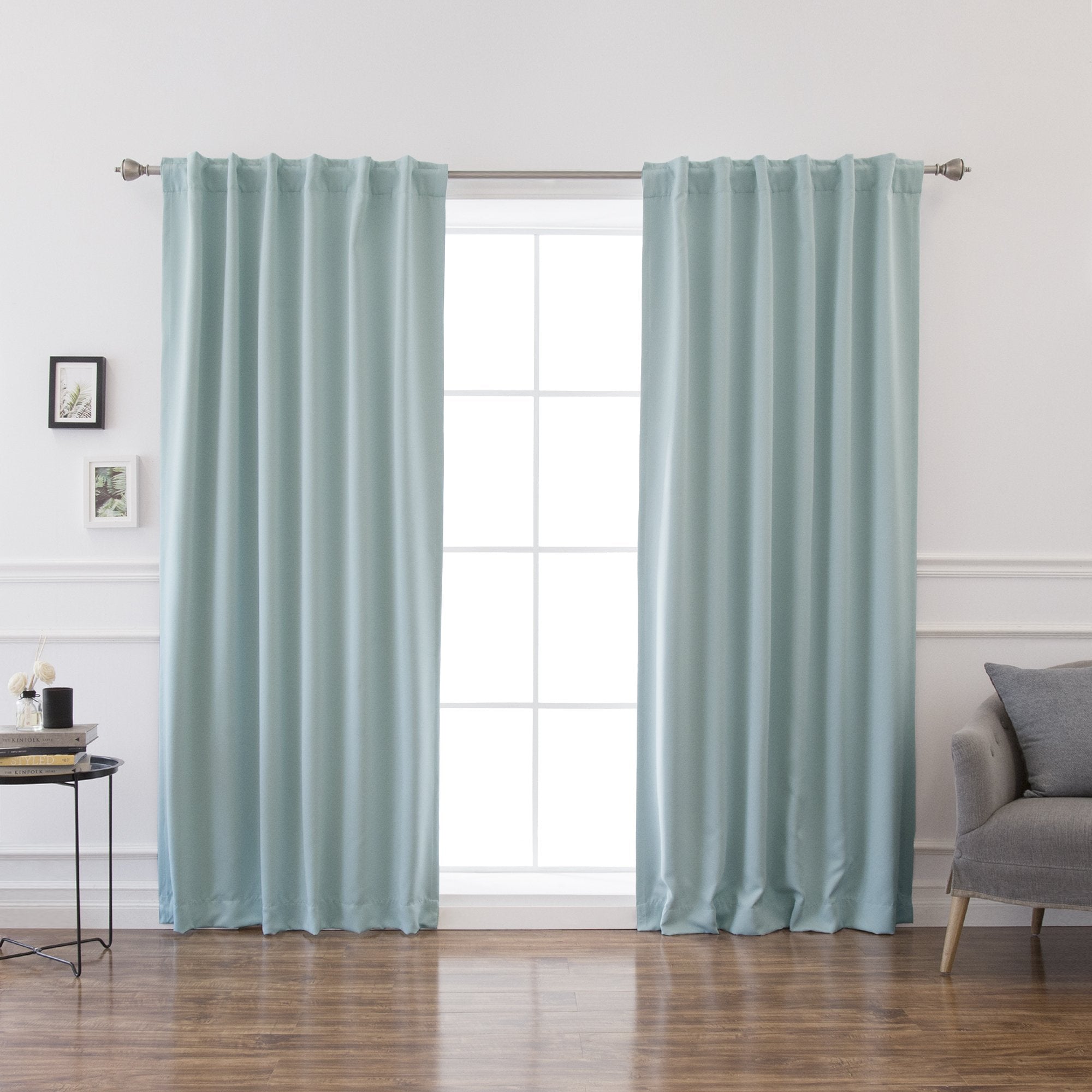Best Home Fashion Thermal Insulated Blackout Curtains - Back Tab/Rod Pocket - 52' W X 84' L - Mint (Set Of 2 Panels)