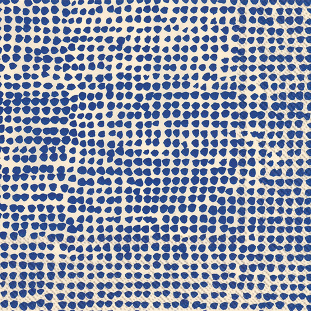 IHR Ideal Home Range Cocktail Napkins Marimekko Disposable 3-Ply Paper Party Napkin Pack, 5'' x 5'', Orkanen Linen/Blue, 20-Coun