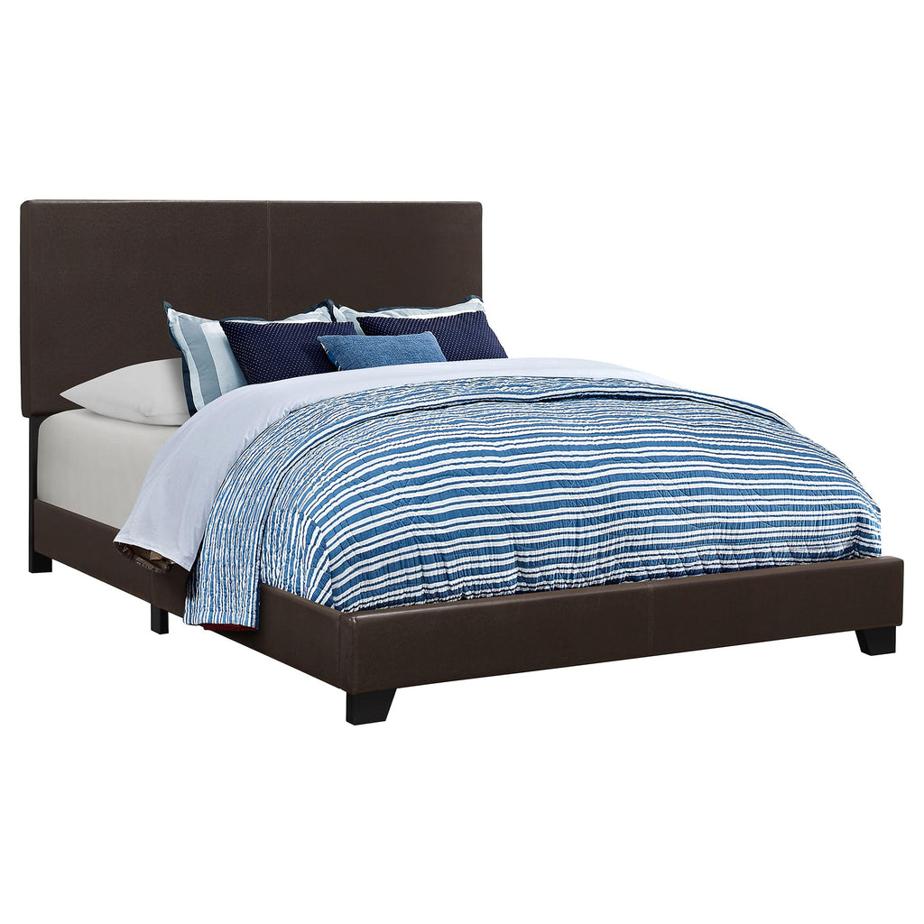 Coaster Home Furnishings Dorian Transitional 5-Piece Bedroom Set Leatherette Upholstered Eastern King Size Panel Bed Frame 46-inch Headboard Dark Cocoa 300762KE-S5