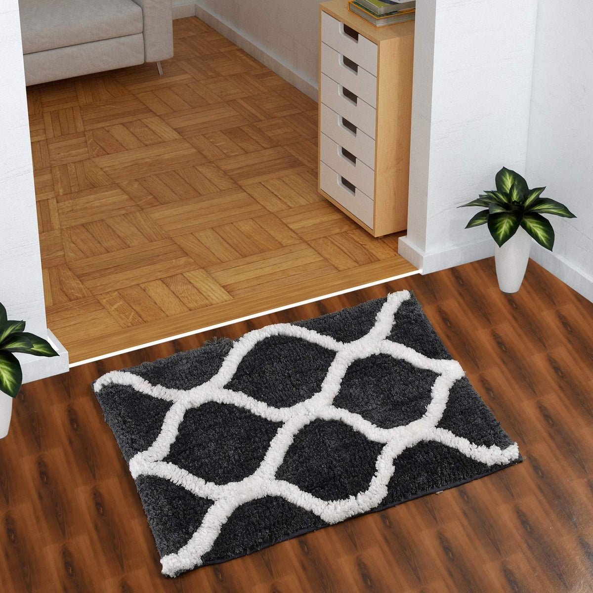 AEROHAVEN?Glorious Super Soft Microfiber Designer Anti Slip Bathmat (Grey, 40 x 60 cm)