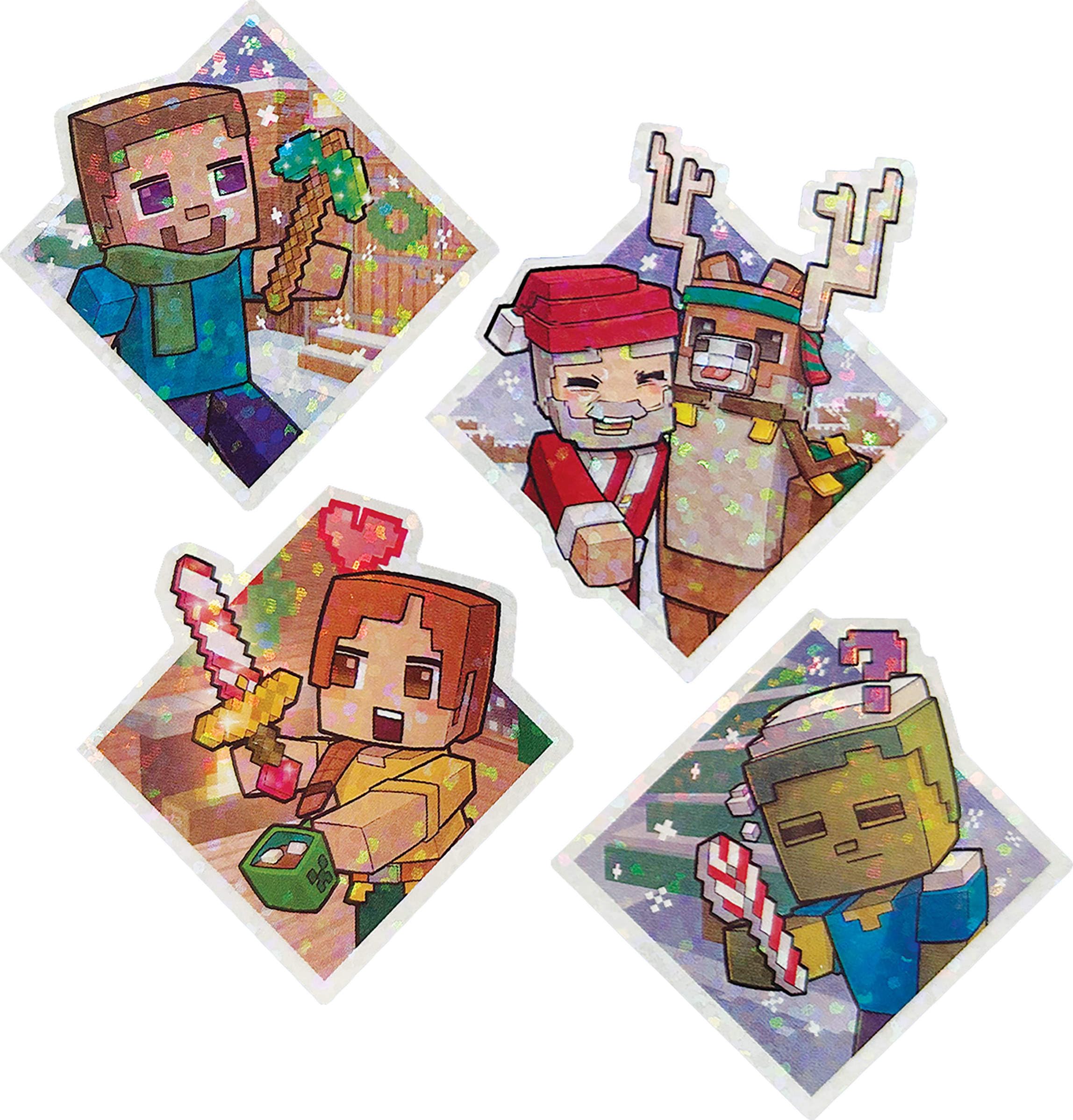 Mattel Minecraft Advent Calendar, 3.25-In Scale Action Figures Including Santa, 17 Accessories & 4 Stickers, Pixelated Design