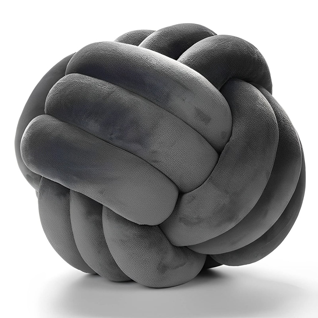 Knot Pillow Ball Round Cushion Pillows, Children Room Decoration Plush Toys Calming Stress Relief Toy (Dark Gray,11in/28cm)