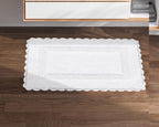Bath Mat Rug 17''X24'' White, 100% Pure Cotton, Super Soft Bath Rugs, Plush & Absorbent, Hand Tufted Heavy Weight Construction,