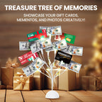 MEIN SCHATZ Money Tree Gift Card Holder with 10 Clips & LED Lighted Tips - White Plastic