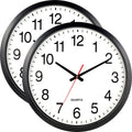 Bernhard Products Black Wall Clock Silent Non Ticking - XL 18 Inch, Set of Two Quality Quartz Battery Operated Round Easy to Rea
