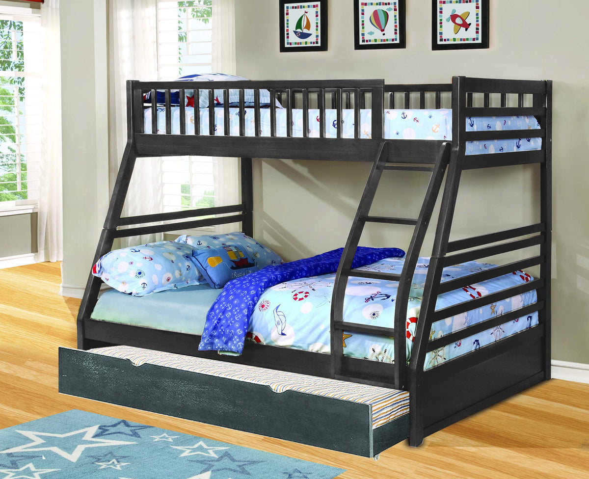 Bella E. Sofia Twin/Full Bunk Bed, Trundle Included, Grey