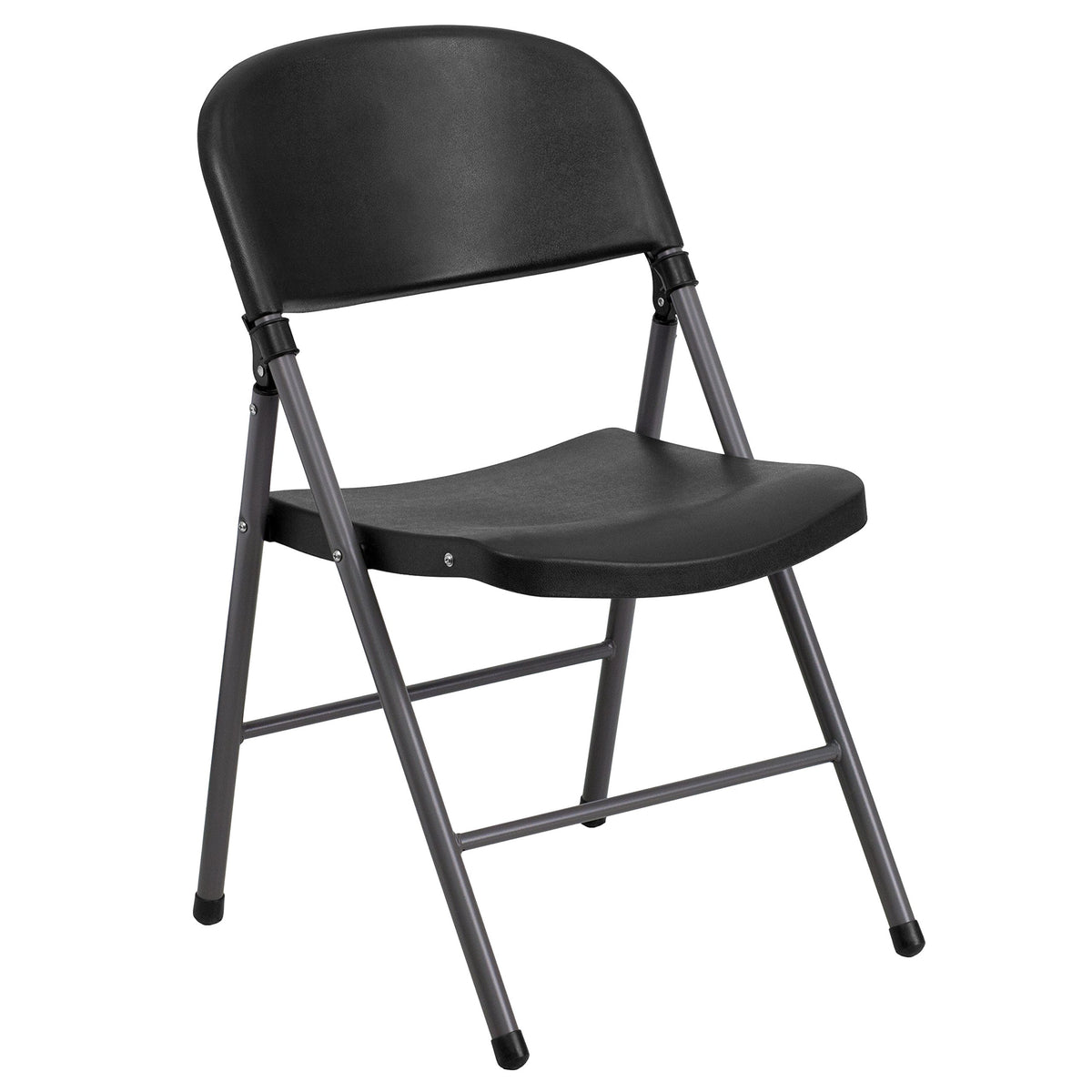 Plastic Folding Chair With Charcoal Frame In Black [Set Of 6]