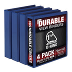 Samsill Durable 1.5 Inch Binder, Made In The Usa, D Ring Binder, Customizable Clear View Binder, Blue, 4 Pack, Each Holds 350 Pa