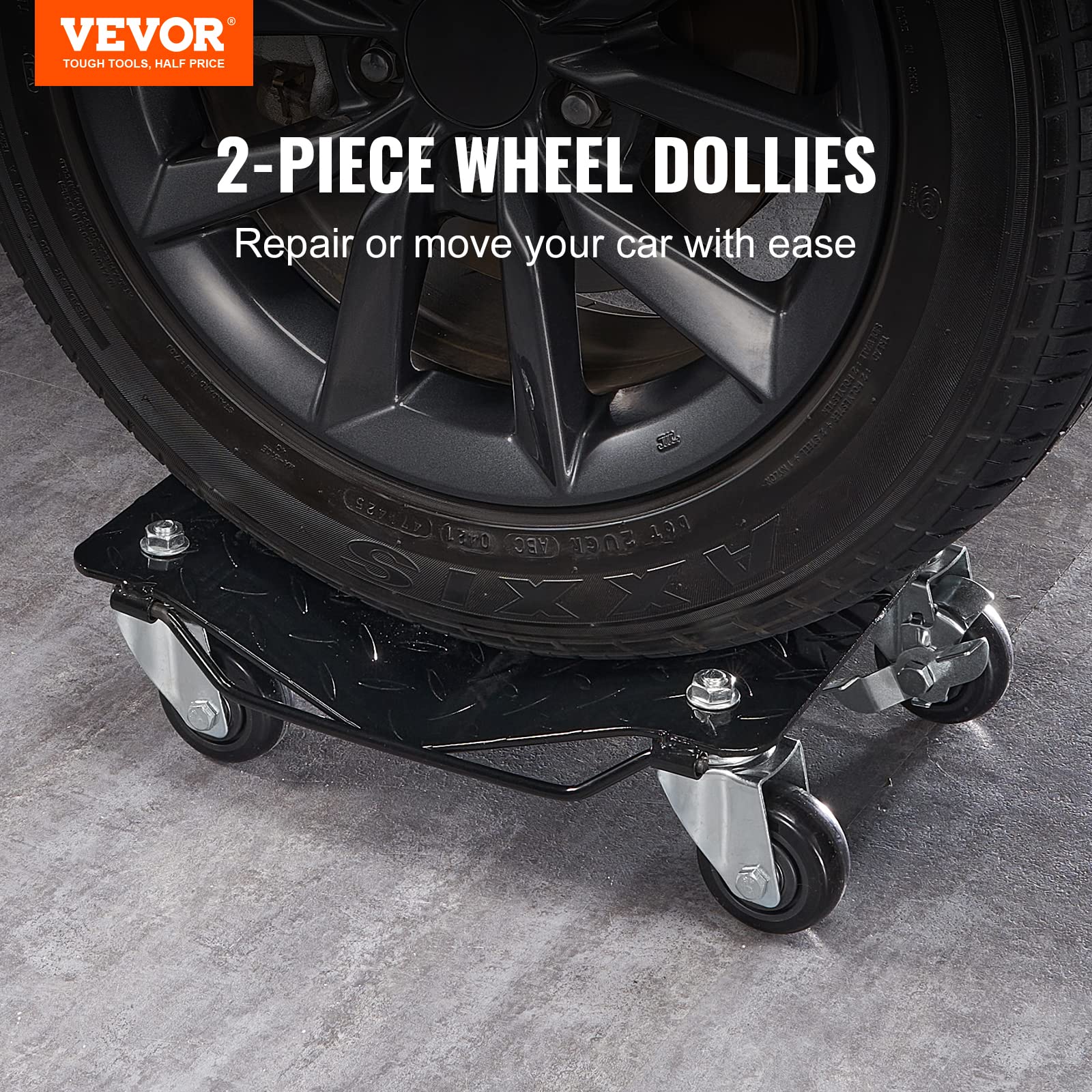 Vevor Wheel Dolly, 3000 Lbs Car Moving Dolly, Wheel Dolly Car Tire Stake Set Of 2 Piece, Heavy-Duty Car Tire Dolly Cart Moving C