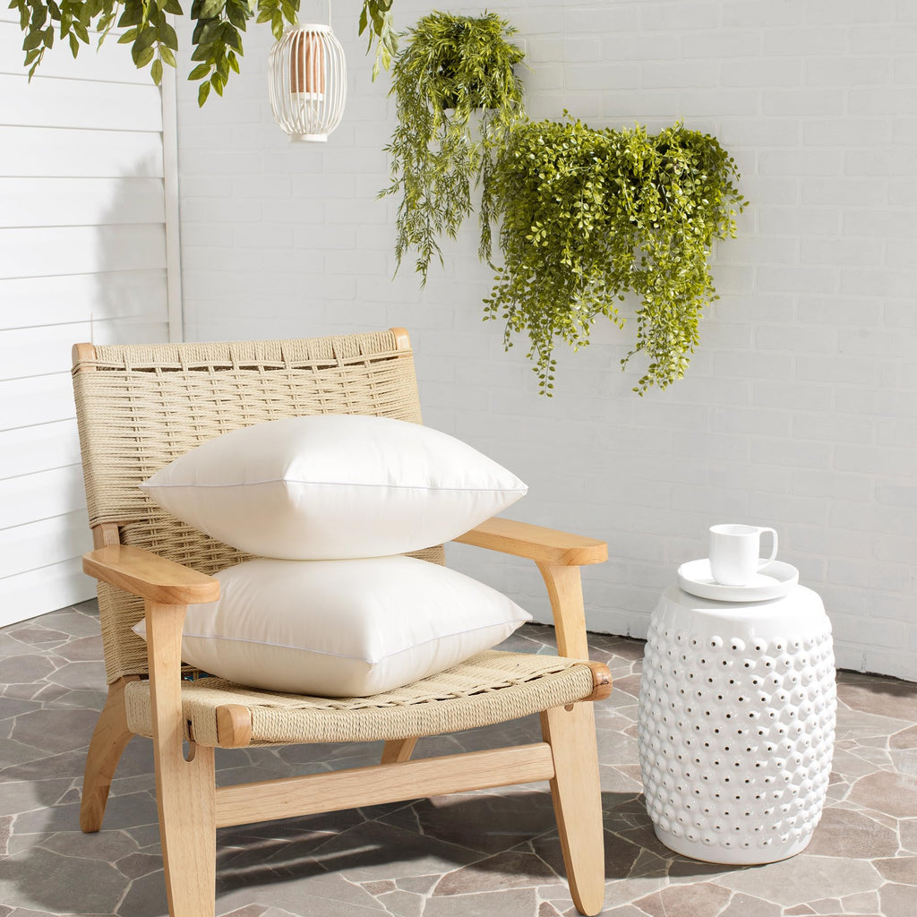 Oubonun 18 X 18 Outdoor Pillow Inserts (Pack Of 2) - Square Waterproof Throw Pillow - Decorative Throw Pillows Insert For Couch Sofa Bed Patio Furniture - White Pillow