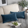 Phantoscope Pack Of 2 Velvet Decorative Throw Decorative Pillow Cover Soft Solid Square Cushion Case For Couch Dark Blue 12 X 20